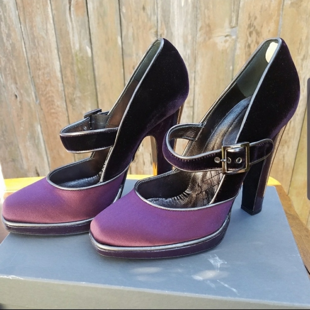 Alberta Ferretti Purple Velvet & Satin Heels
